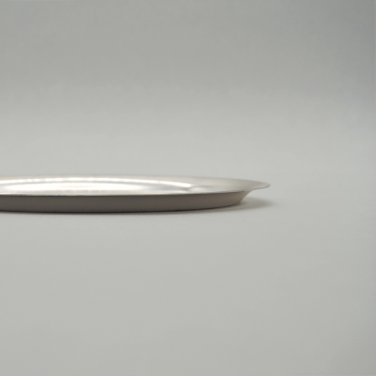 Vintage serving plate stainless steel matt oval
