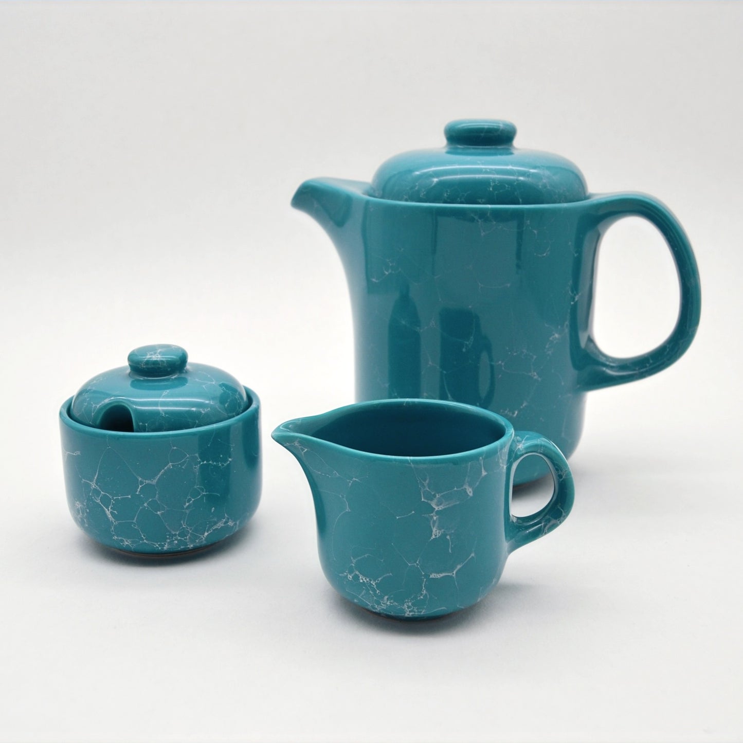 Vintage tableware service from Waechtersbach turquoise, white ceramic 24 pieces.