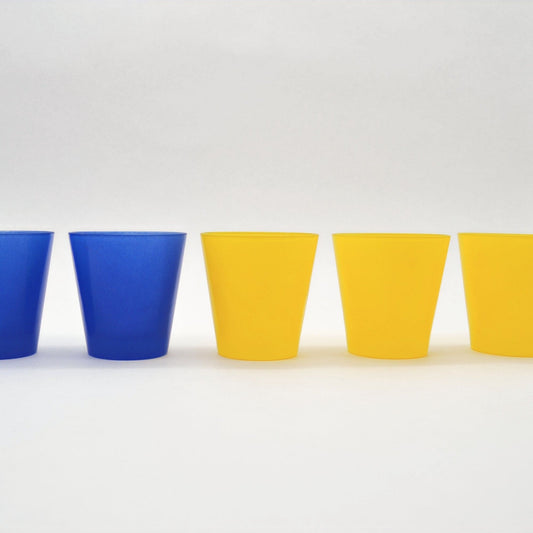 Vintage glasses blue/yellow by Cerve Italy set of 6