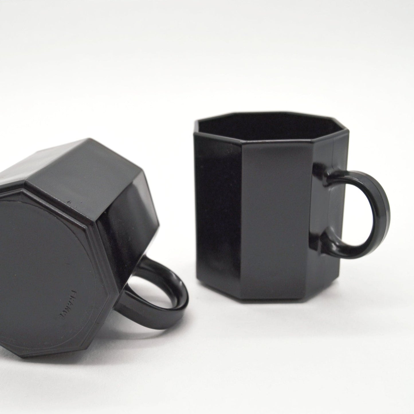 Vintage Cup Black Arcoroc Oktim Set of 2