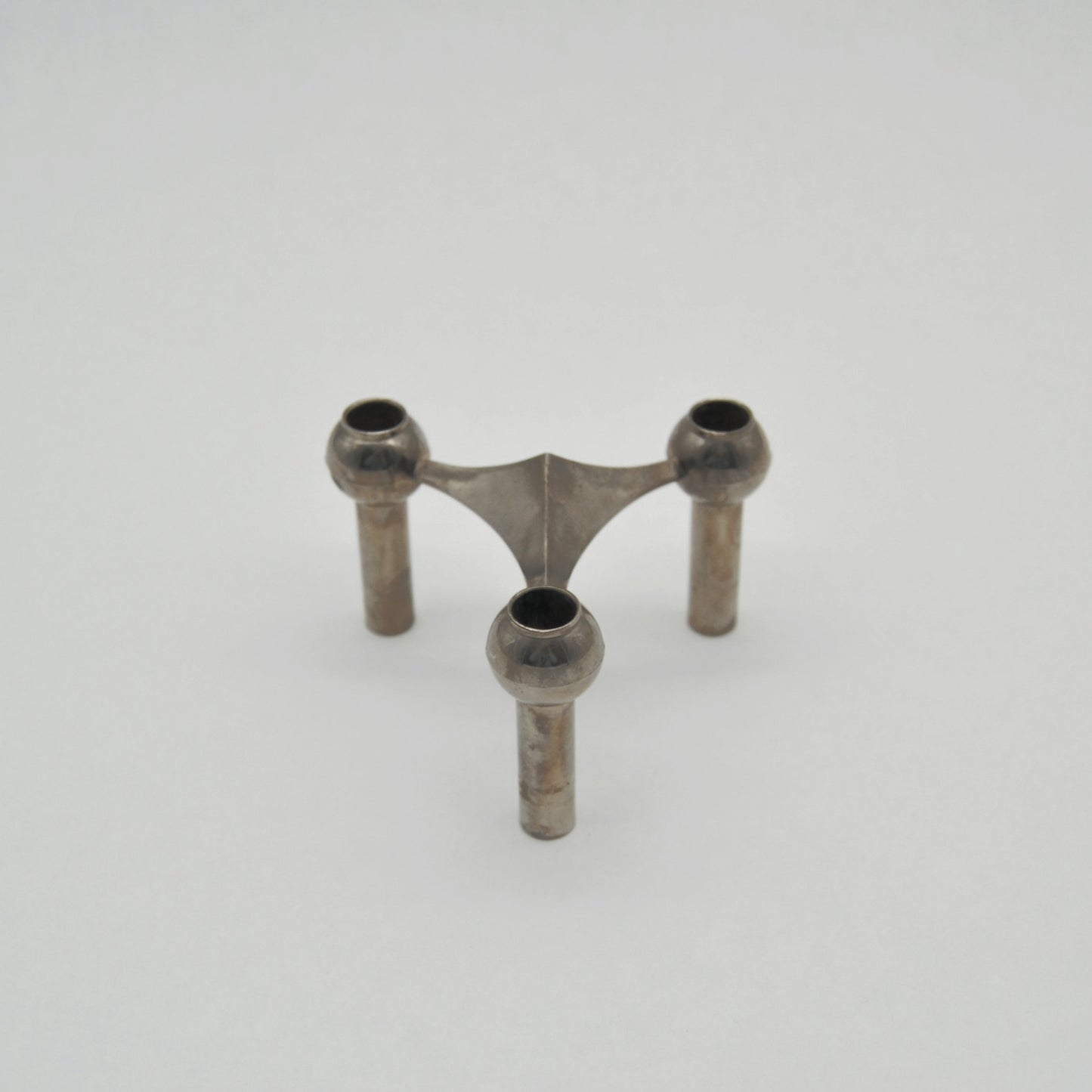 Bougeoir vintage module tissu clou S22 métal chromé années 60