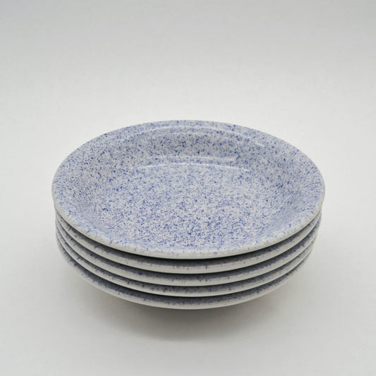 Vintage soup plate white/blue speckled