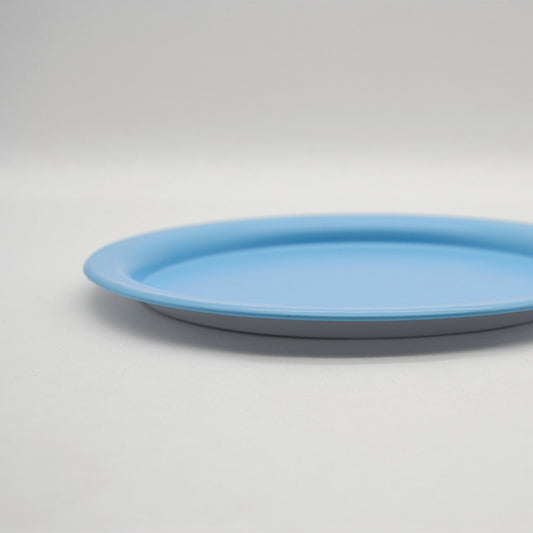 Plateau vintage en tôle bicolore bleu clair