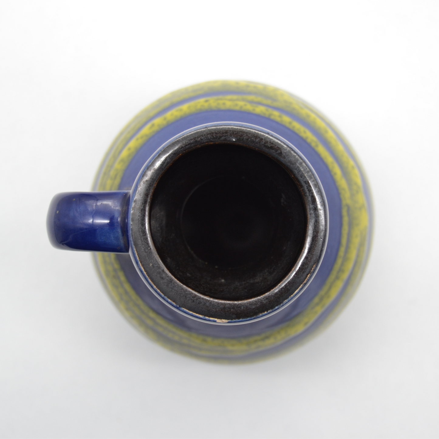 Vase vintage avec anse bleu/jaune