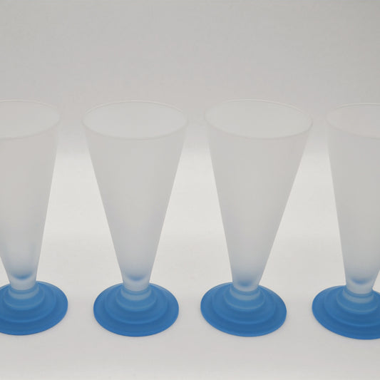 Vintage Eis-/Cocktailbecher Leonardo JOY hellblau Set von 6