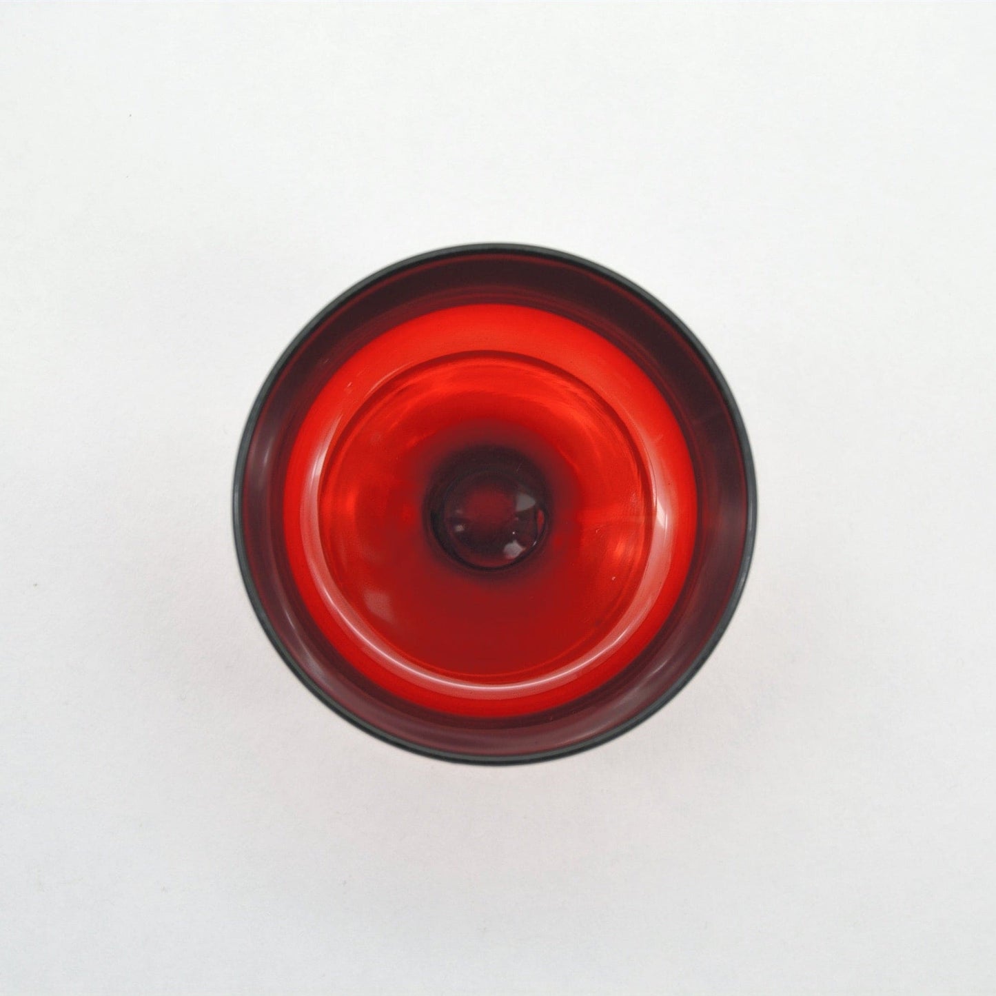 Vintage dessert/wine glass by Luminarc Arcoroc France red bowl clear stem