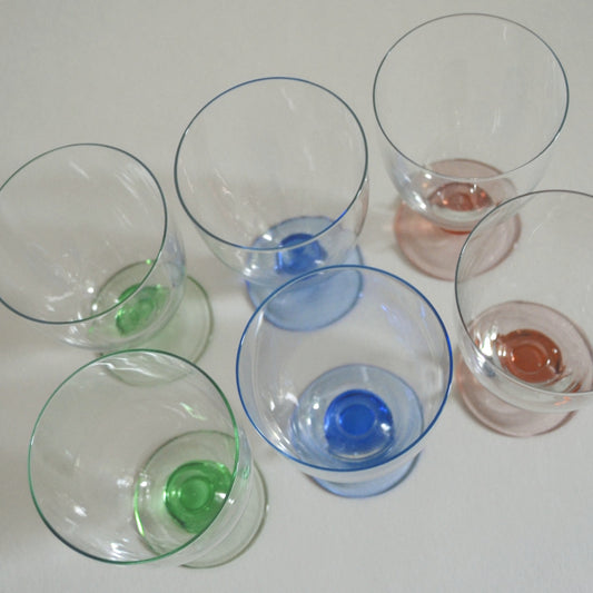Set von 6 Vintage Weingläser bunt