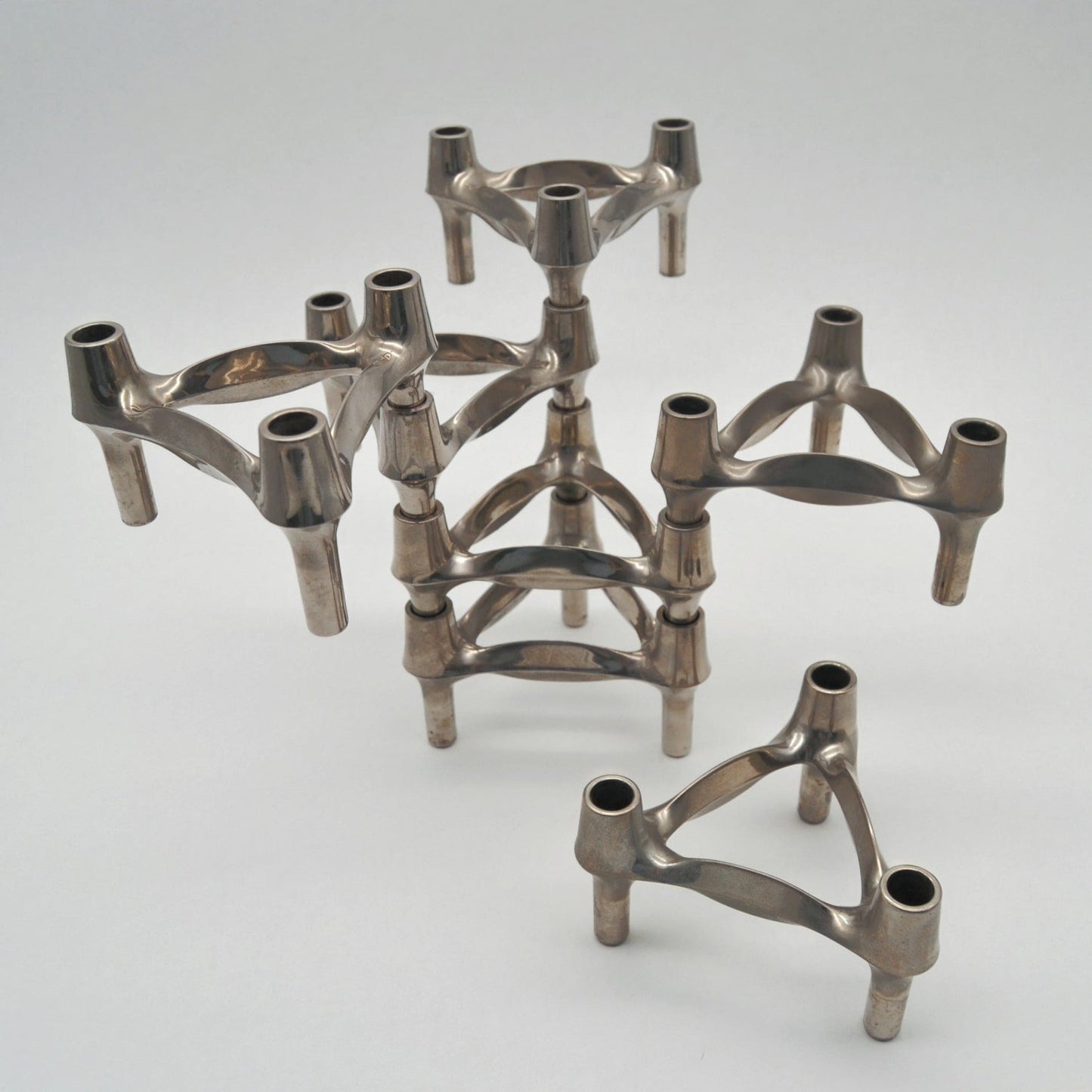 Vintage candle holder module fabric nail BMF chrome-plated metal 60s