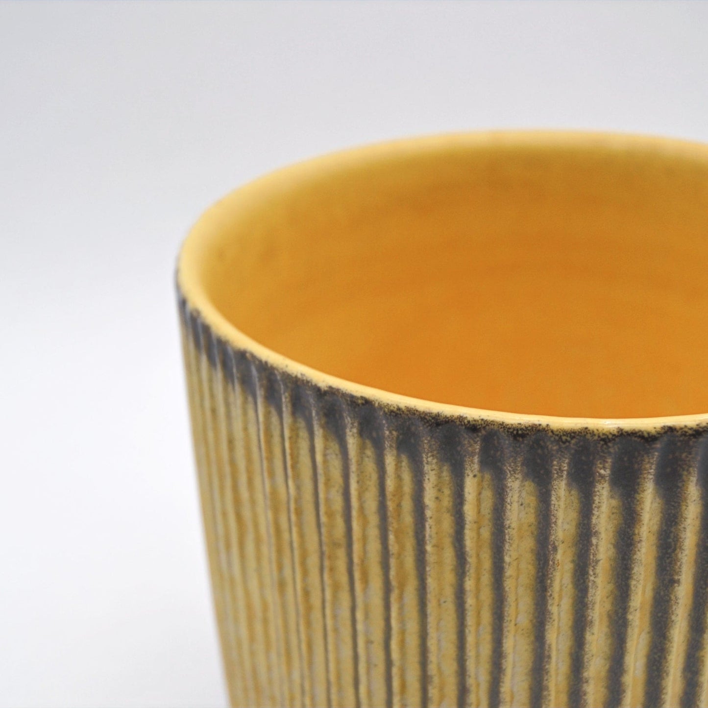Vintage Planter Yellow Ribbed