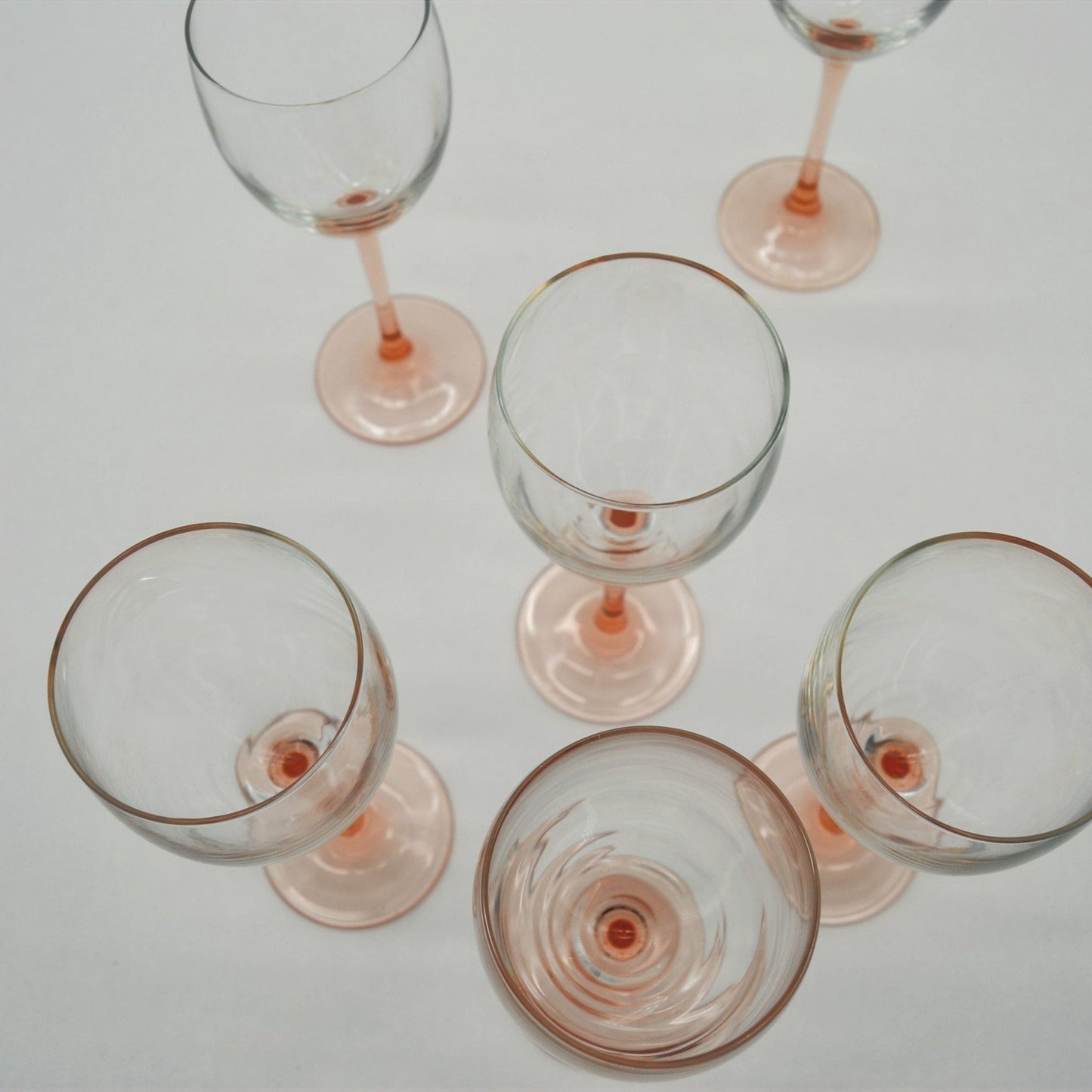 Vintage wine glass pink stem from Luminarc France