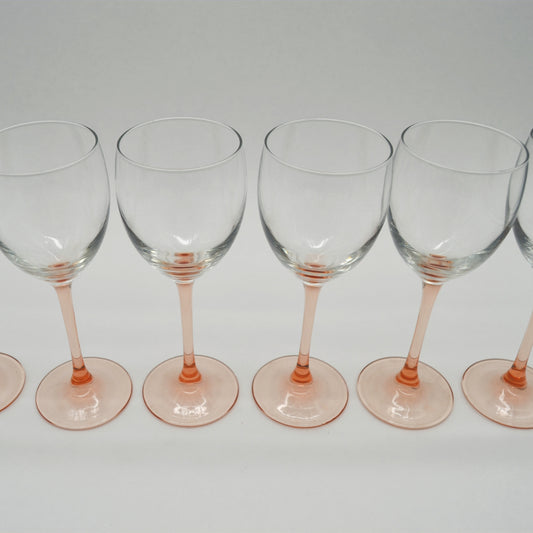 Vintage Weinglas rosa Stiel von Luminarc France