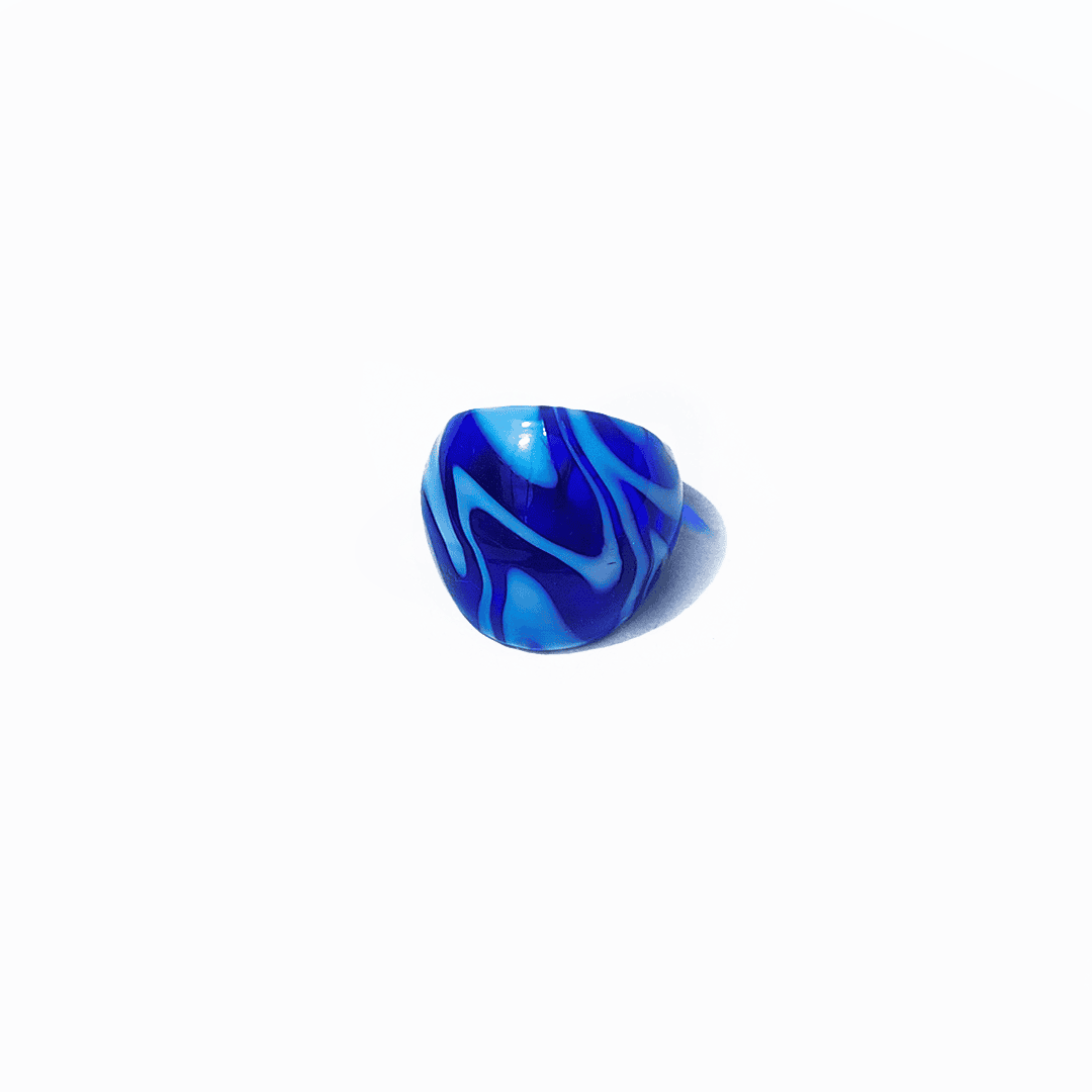 Vintage Ring Muranoglas Marineblau Himmelblau Wellenmuster