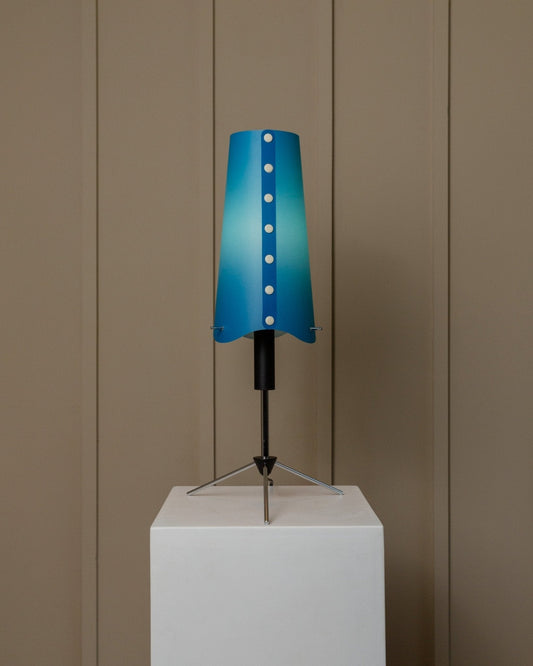 Vintage table lamp 80s Memphis style Italy, adjustable metal frame black chrome