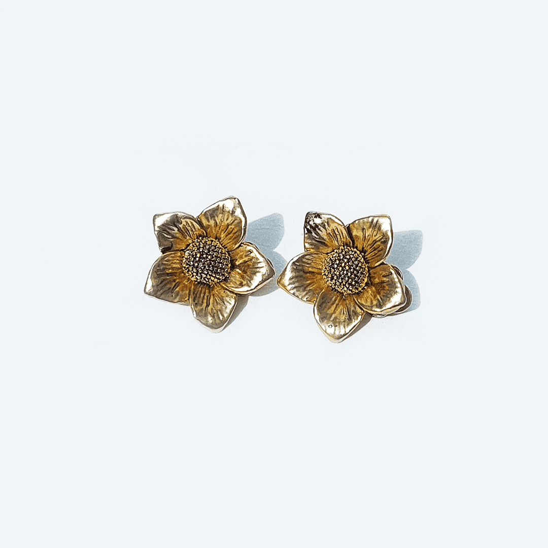 Vintage Earring Fleurs II Gold Metal