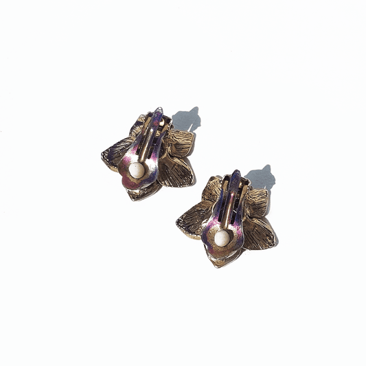 Vintage Earring Fleurs II Gold Metal
