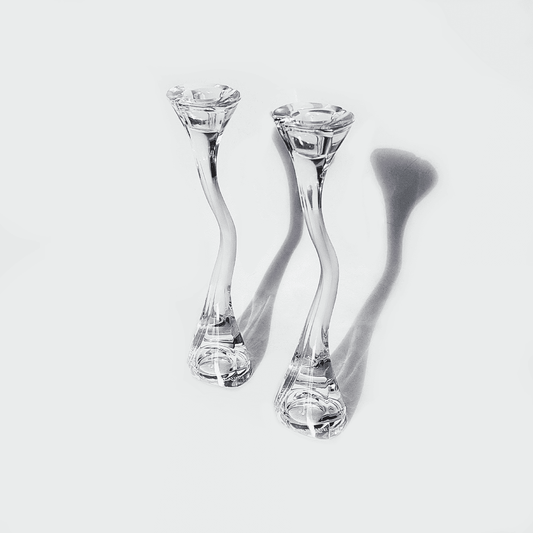 Vintage candle holder Swing by Marc Aurel Transparent Crystal Set of 2