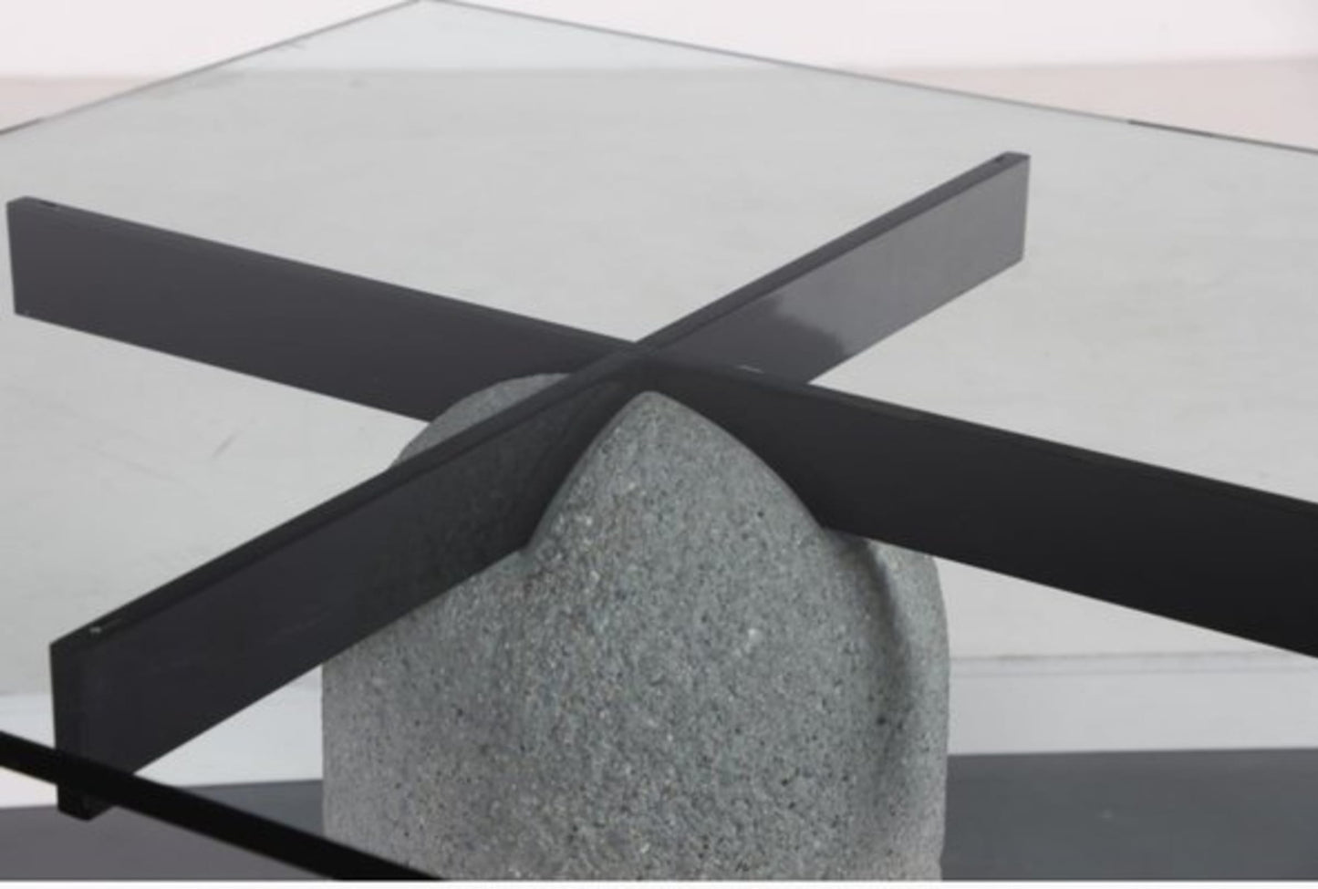 Vintage Esstisch Paracarro von Giovanni Offredi für Saporiti Italia, Betonfuß Glasplatte