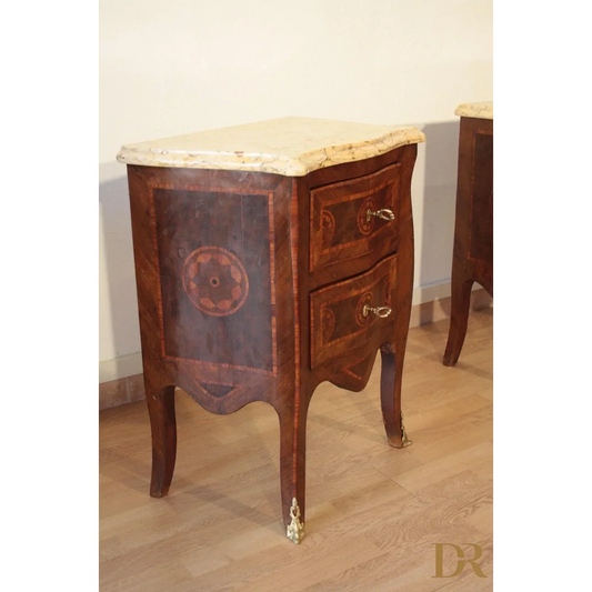 Paar Nachttische im Louis Schlafzimmer-Couchtisch, Deko-Tisch, Kirschtisch, Vintage-Kirschtisch, Vintage-Holztisch