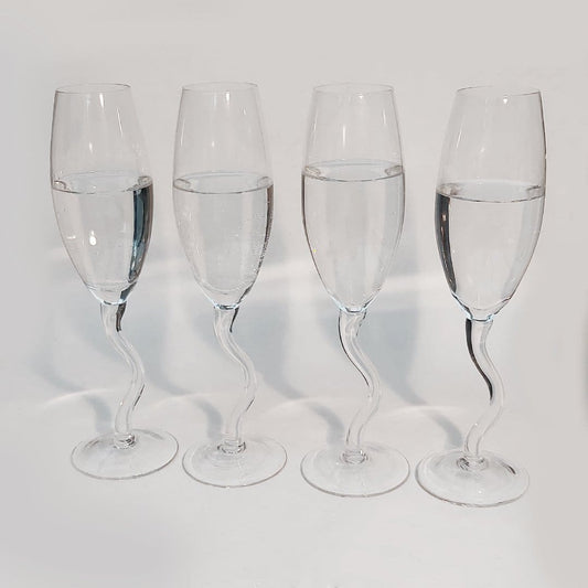 Vintage Zig Zag Coupe Glasses Transparent Set of 2