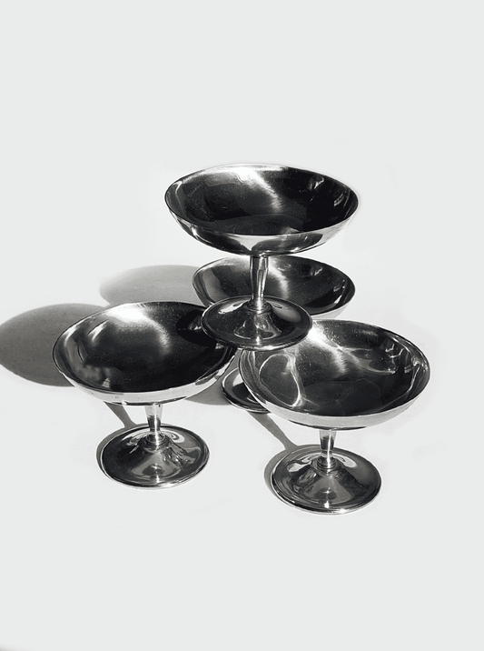 Vintage dessert bowl silver inox set of 6