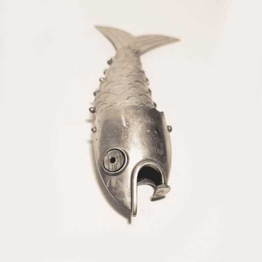 Vintage bottle opener fish shape silver