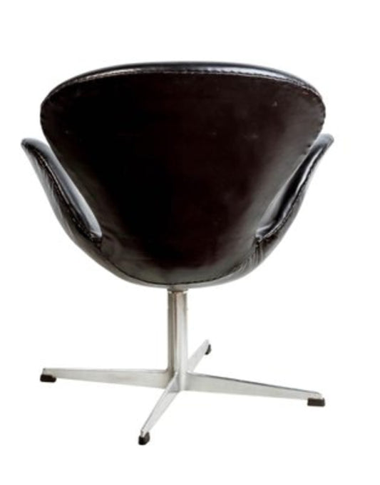 Vintage Sessel Swan 3320 von Arne Jacobsen für Fritz Hansen schwarz Leder