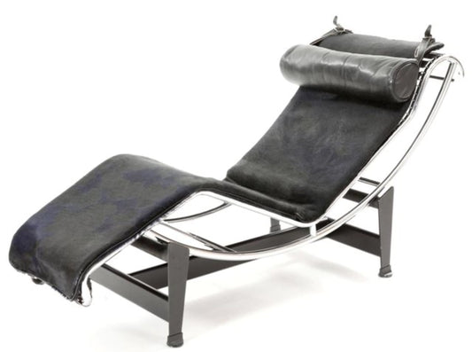 Vintage LC4 Chaiselongue von Le Corbusier für Cassina Schwarz Silber