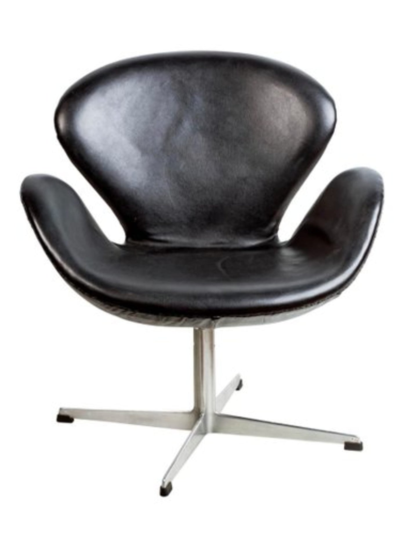 Vintage Sessel Swan 3320 von Arne Jacobsen für Fritz Hansen schwarz Leder