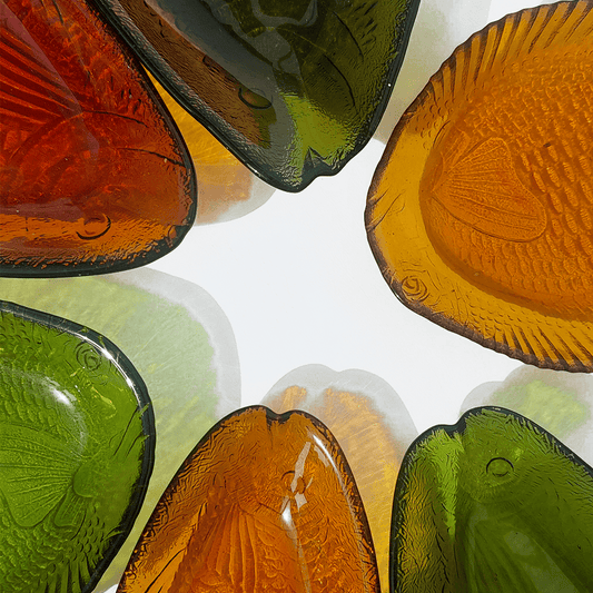 Vintage bowl Petit plat poisson ochre yellow