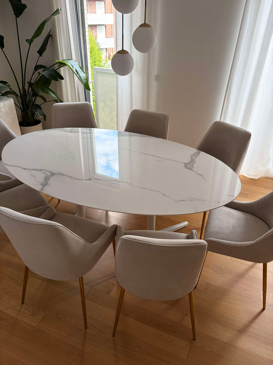 Vintage Esstisch "Multiplo" oval von Kartell, Marmor