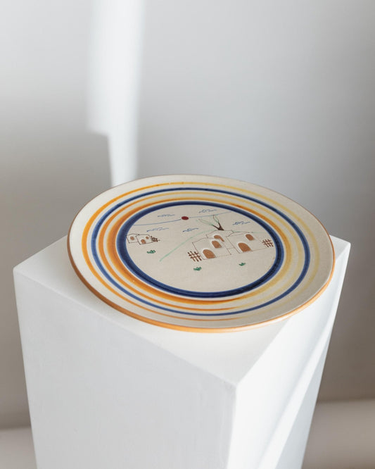 Vintage Keramikteller Wandteller handbemalt Italien 1980er Fruchtschale