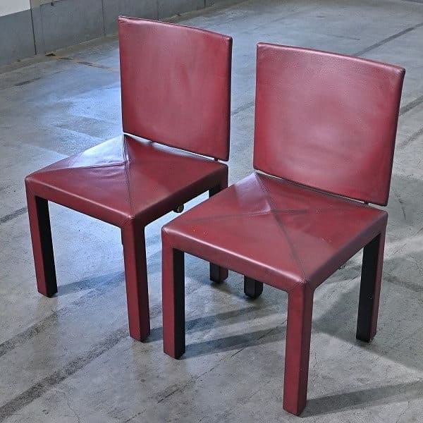 Vintage Stuhl Arcara von Paolo Piva für B&B Italia Set von 2, Leder, Chromring