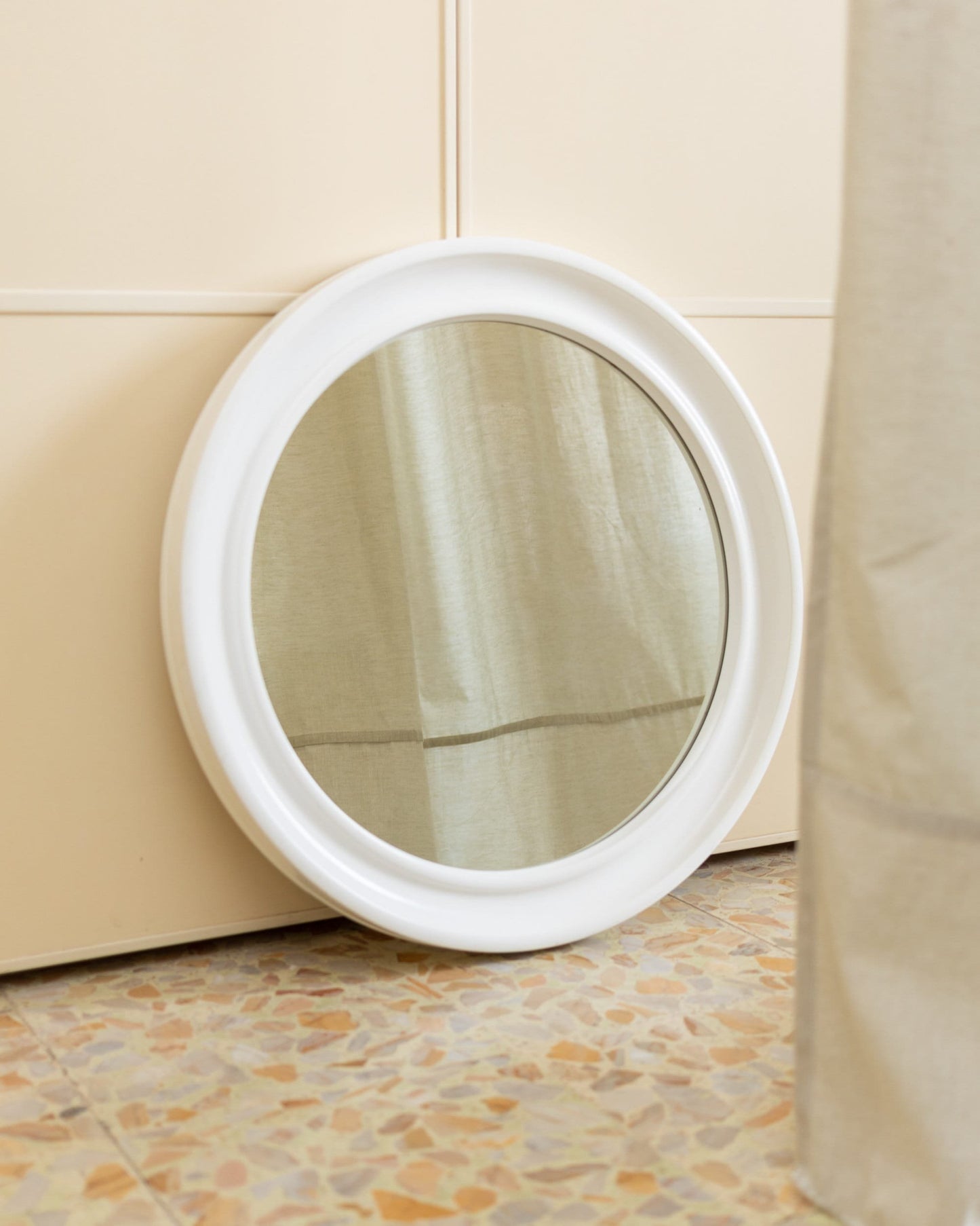 Vintage Wall Mirror by Carrara and Matta White 1970s