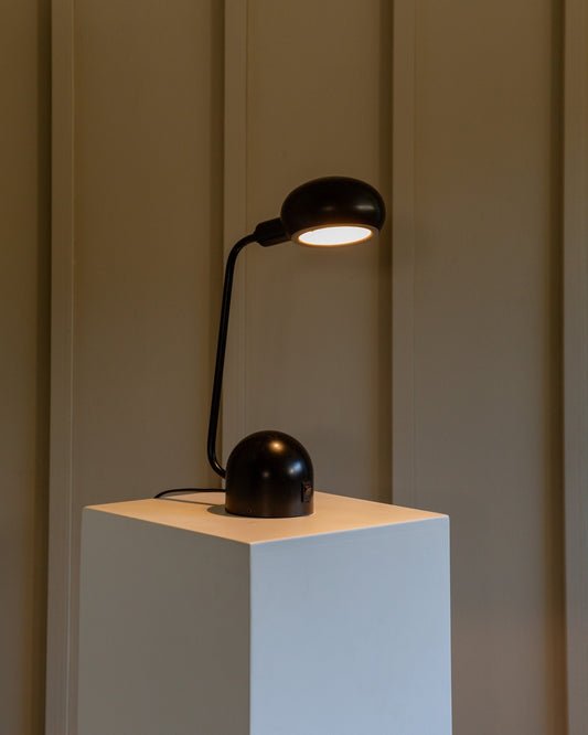 Vintage Table Lamp Metal Black Postmodern Memphis Style Italy 1980s