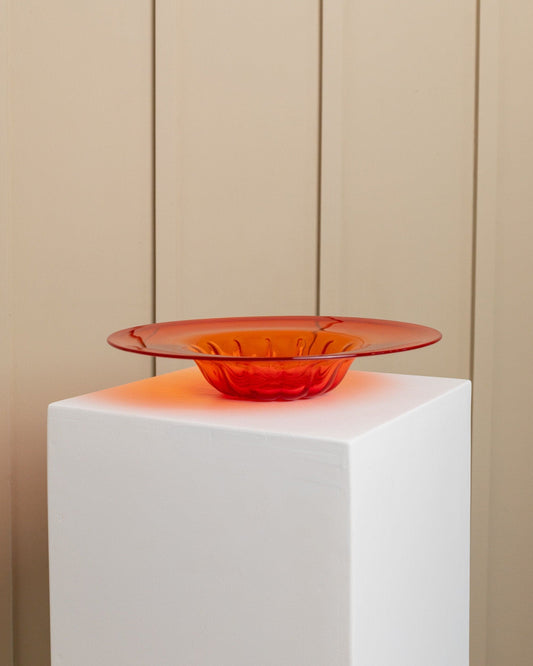 Vintage Schale Murano Glas rot gerippt 1920er Jahre