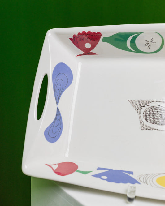 Plateau vintage à motifs colorés par Hermann Bongard pour Figgjo années 1960