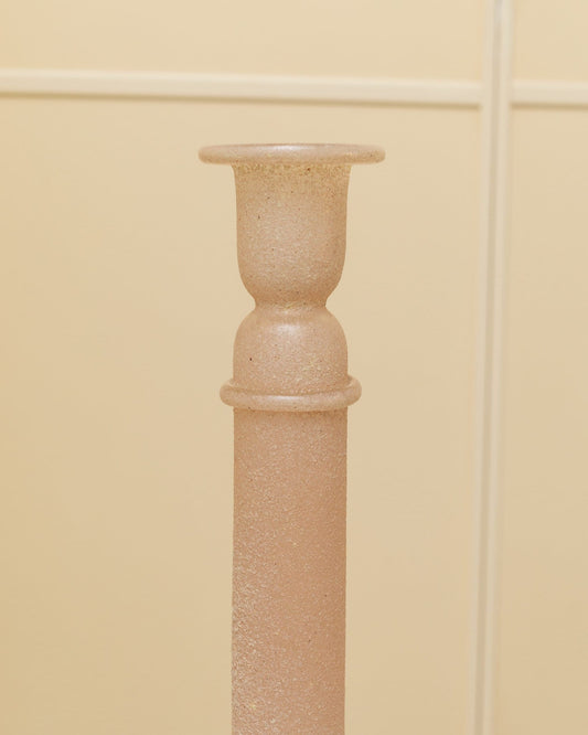 Vintage candle holder Murano pink Scavo glass 1970s