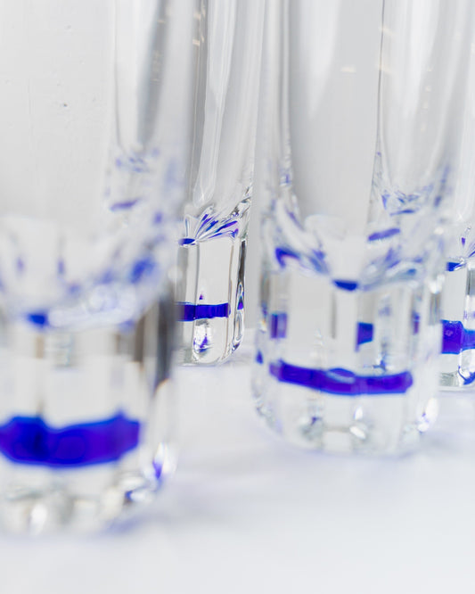 Vintage Glass Italy Royal Blue 1980s Set of 2