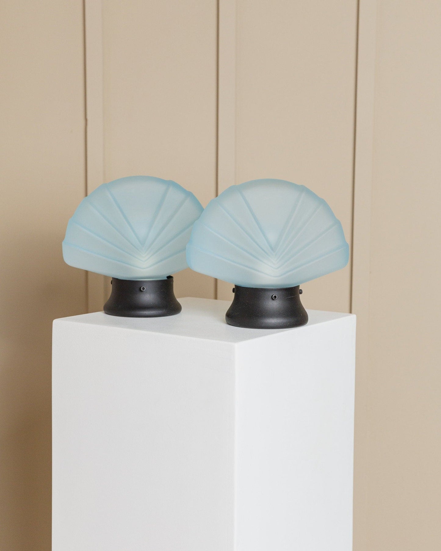 Vintage Table Lamp Shell Lamp Light Blue Space Age Design Italy 1980s Set of 2