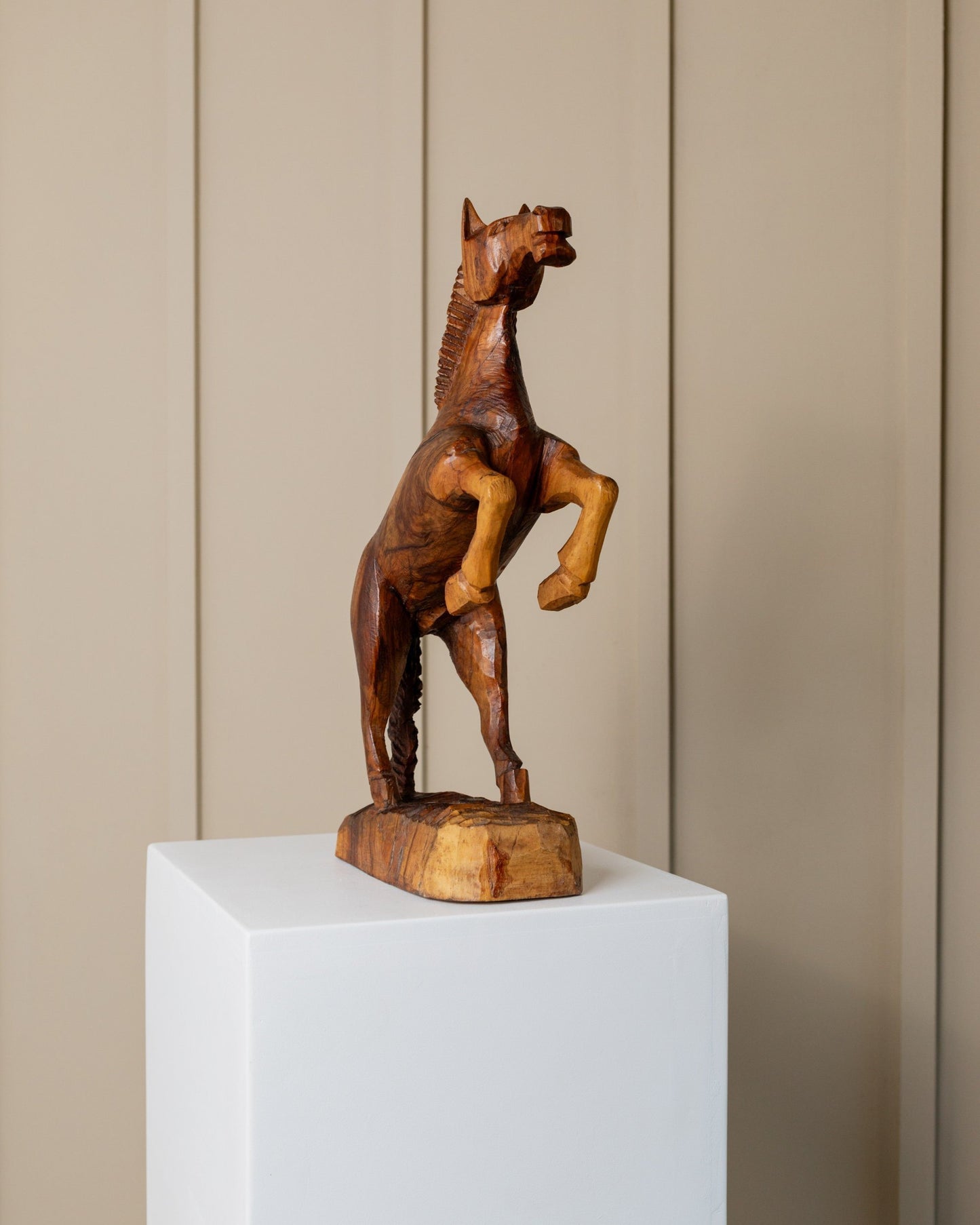 Vintage wooden horse sculpture brown 60s