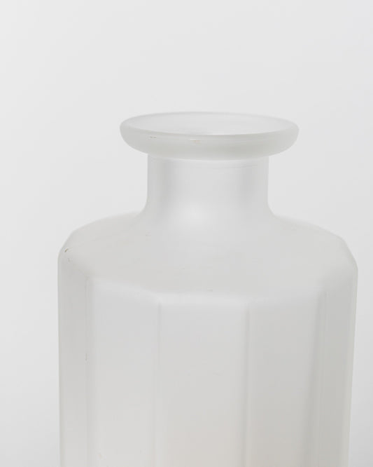 Vintage glass vase yellow rim by Bormioli 1980s 12-cornered shape