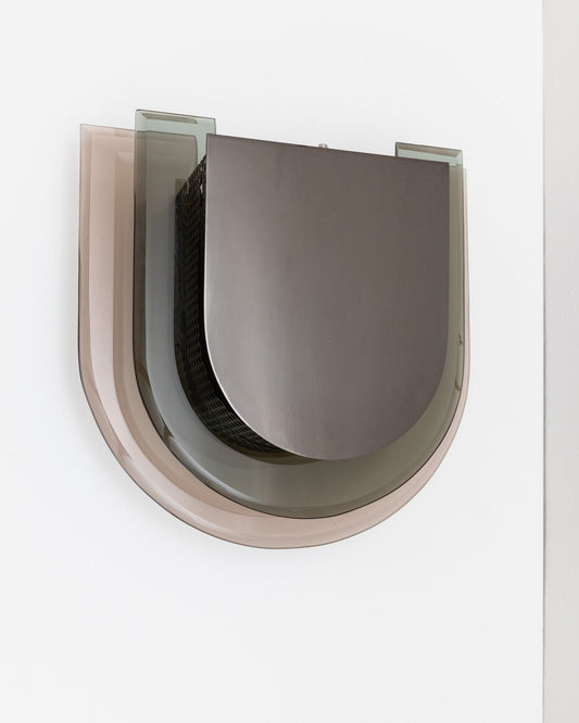 Vintage wall lamp by Murano for Murano silver glass, metal 1970s