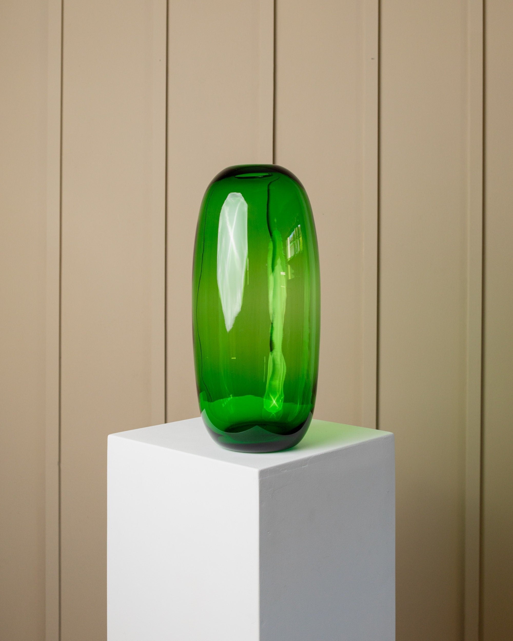 XXL vase green glass 1990s vintage