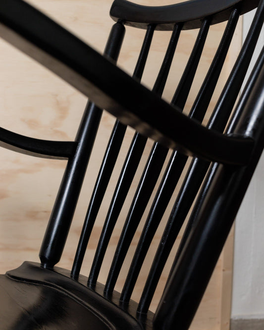 Vintage Schaukelstuhl von Ilmari Lappalainen für Asko schwarz Holz 1960er