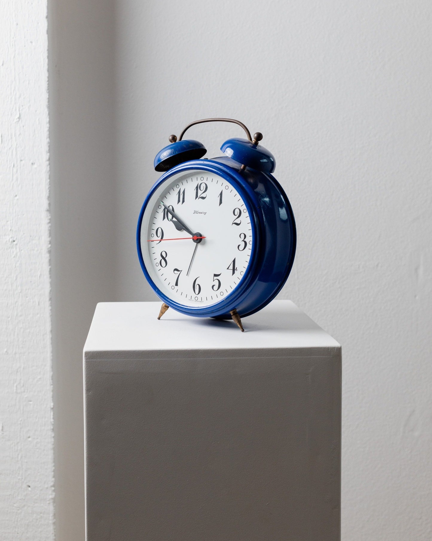 Vintage alarm clock by Blessing blue Postmodern Memphis Style West Germany 1970s