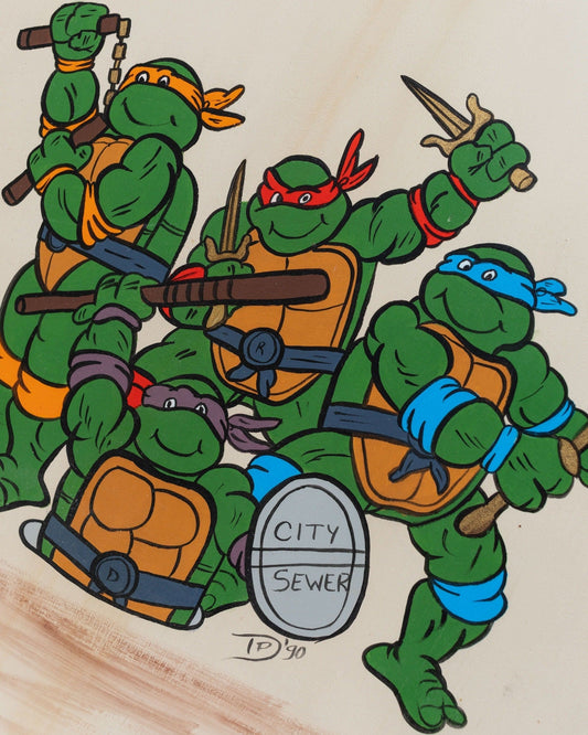 Vintage Kleiderschrank Teenage Mutant Ninja Turtles handbemalt Holz 1990er Jahre
