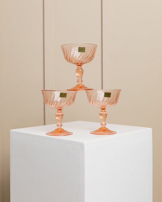 Vintage Rosaline Glass by Luminarc apricot Set of 6