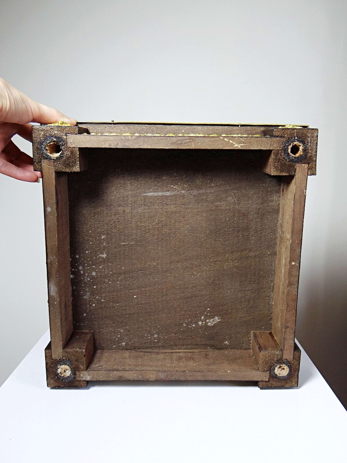 Vintage Tablett aus Holz, vergoldetem Metall und Onyx, Art Nouveau um 1900