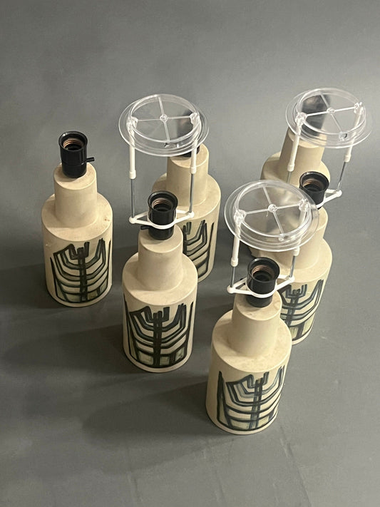Vintage Tischlampe Keramik Okela Steinzeug Set von 6