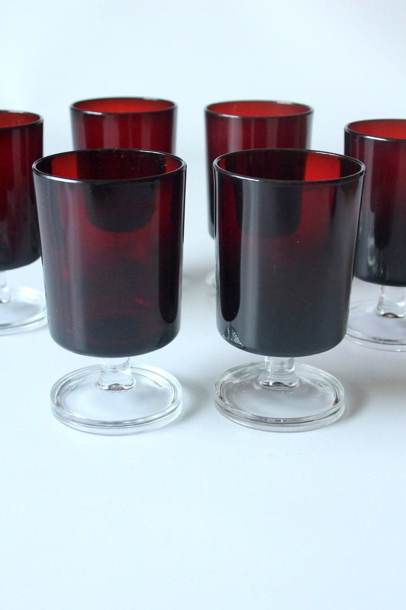 Vintage red wine glasses Luminarc set of 6